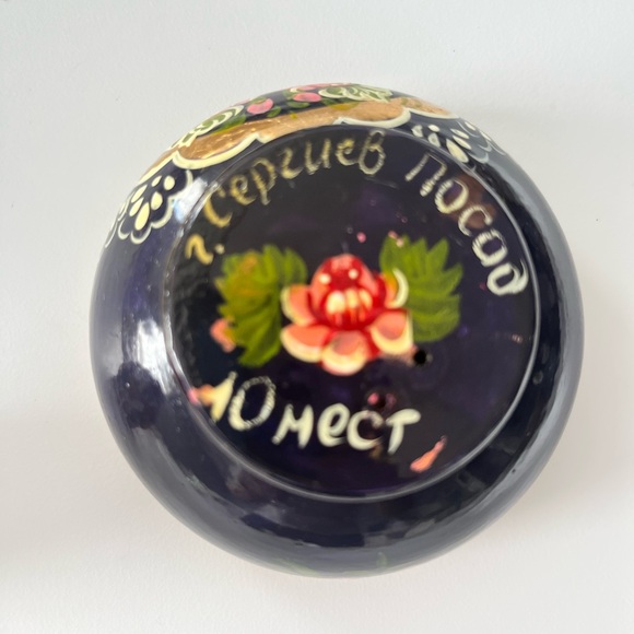 Set of 10 Vintage Russian Matryoshka 5 inch Nesting Dolls Navy Blue & Gold - Picture 11 of 13